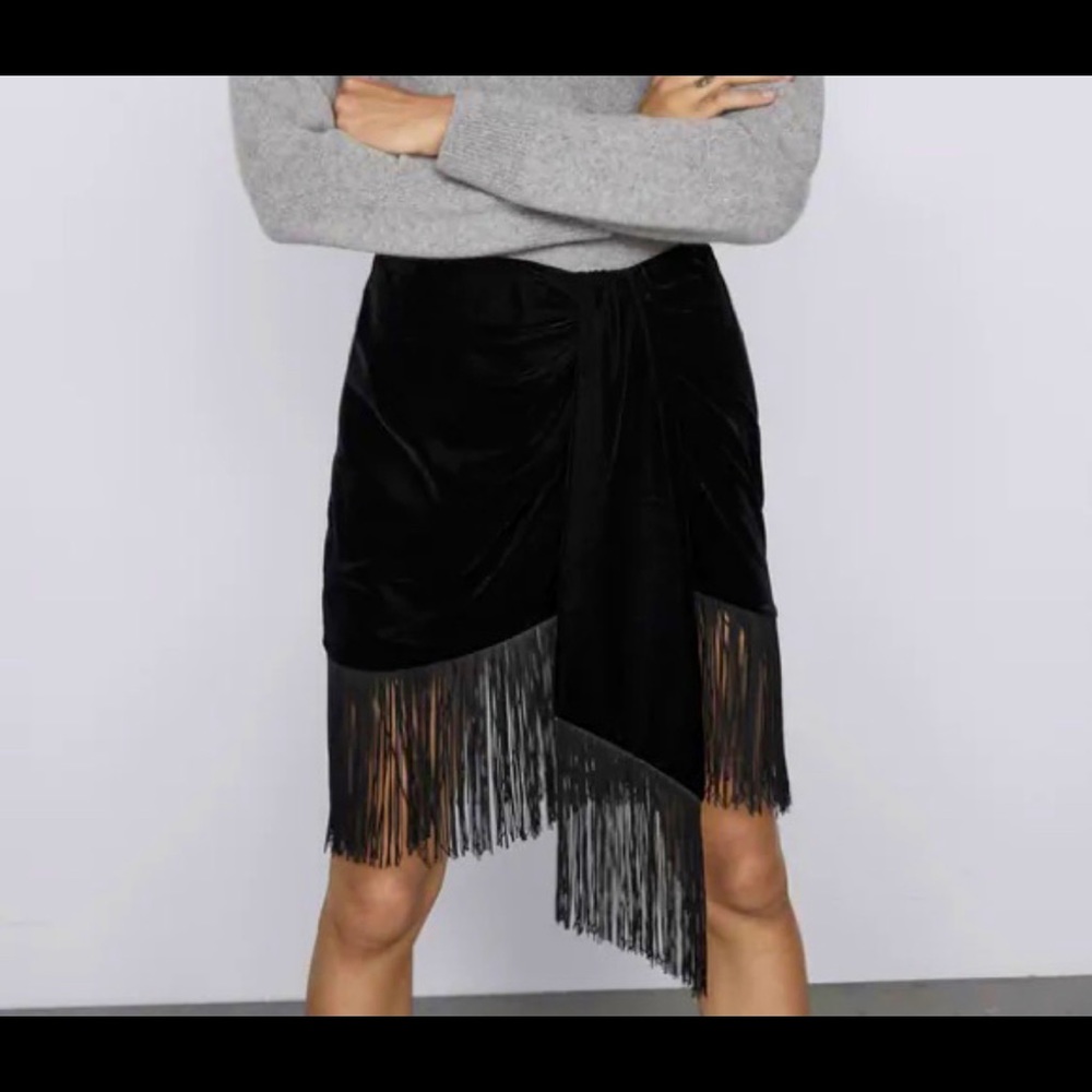 Zara black fringe skirt